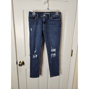 Levis 711 Skinny Jeans Mid-Rise Women's Distressed Stretch 28x24 Blue Denim